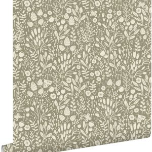 ESTAhome behang bloemetjes licht olijf groen – 50 x 900 cm – 131251