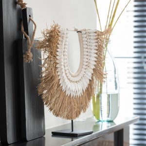 J-Line decoratie Ketting + Staander Schelpen – zeegrass – wit – large