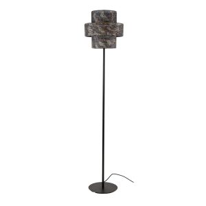 Giga Meubel Vloerlamp Lantern – Zwart/Bruin – 1-Lichts – 35x35x165cm