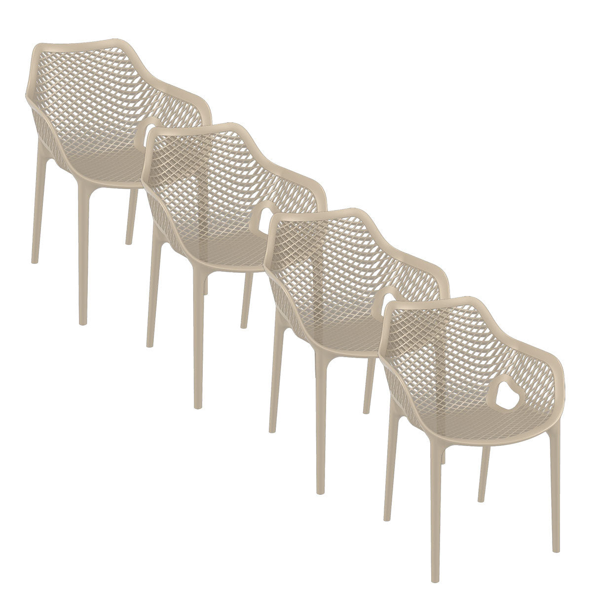 Garden Impressions tuinstoel Air XL taupe kunststof - 4 stuks