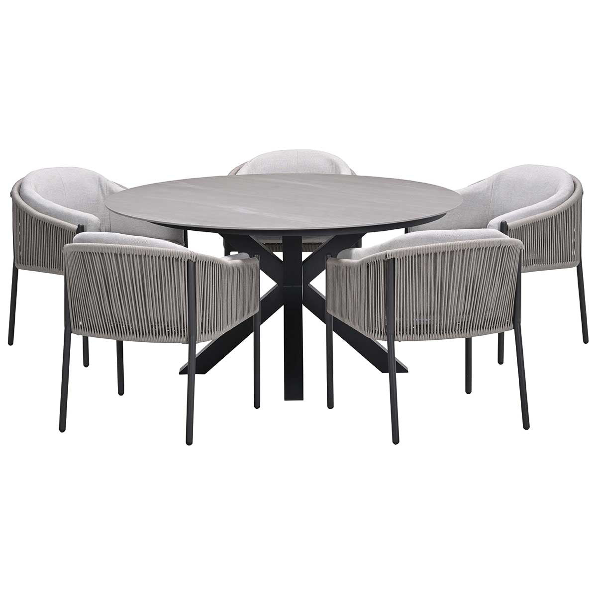Garden Impressions tuinset Delvin - Duuk - taupe - Ø150 cm - 6-delig