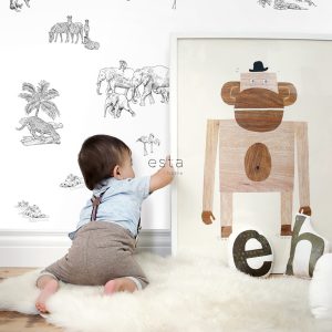 ESTAhome muursticker jungle dieren zwart wit – 47.5 x 66 cm – 156106 ESTAhome muursticker jungle dieren zwart wit – 47.5 x 66 cm – 156106