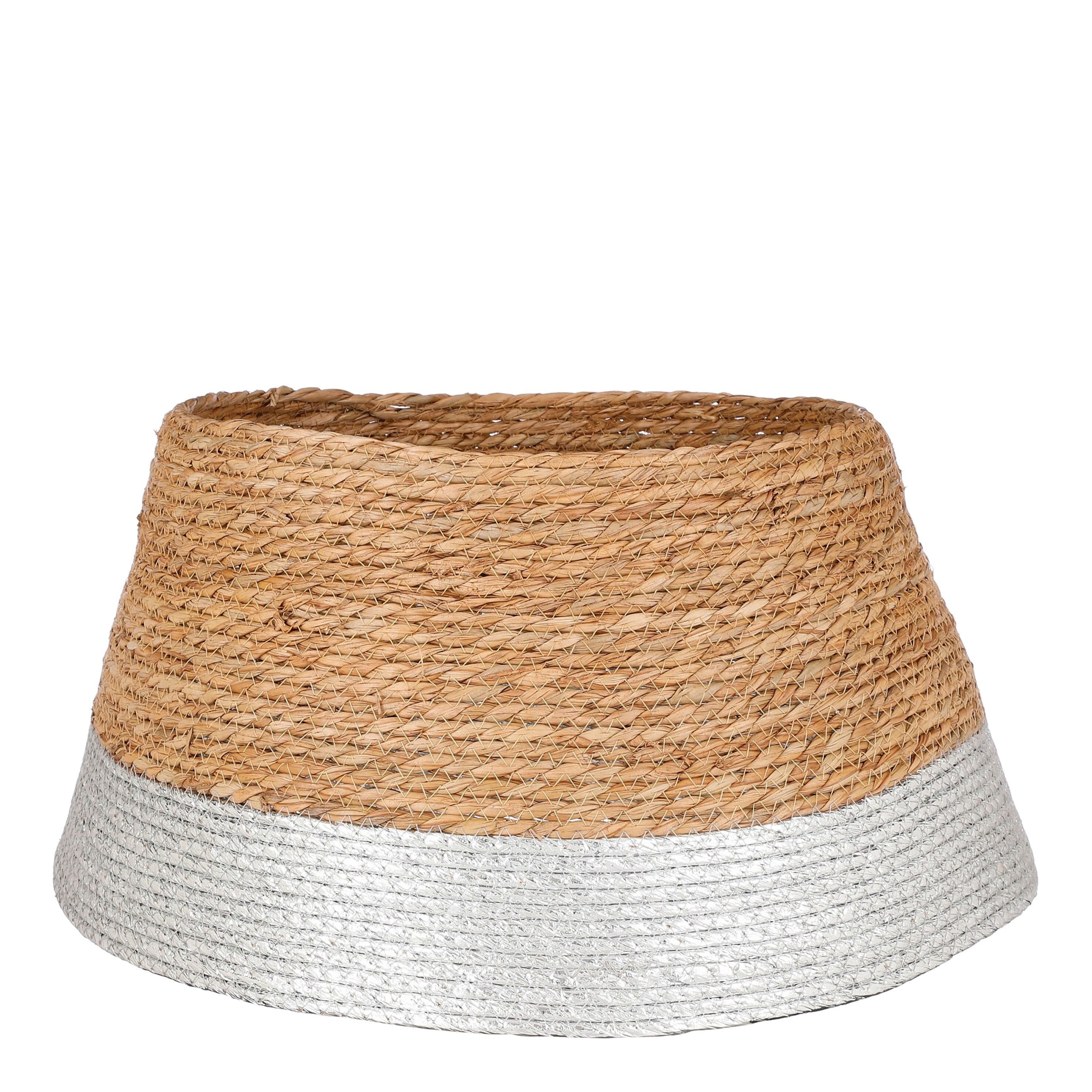 House of Seasons Kerstboomrok - H26 x Ø50 cm - Zeegras - Zilver