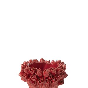J-Line vaas Ambrosia – keramiek – rood – small – Ø 20.5 cm