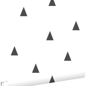 ESTAhome behang grafische driehoeken zwart en wit – 53 cm x 10.05 m –