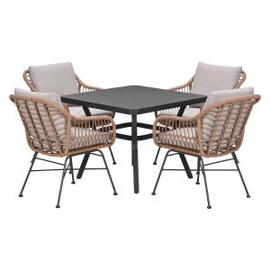 Garden Impressions Tuinset Lucas bruin 5-delig – Mina tuintafel 90×90 Garden Impressions Tuinset Lucas bruin 5-delig – Mina tuintafel 90×90