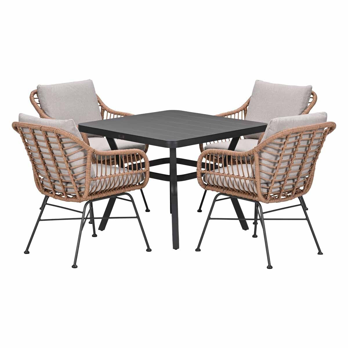 Garden Impressions Tuinset Lucas bruin 5-delig - Mina tuintafel 90x90