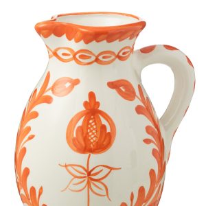 J-Line kruik Granada – keramiek – wit/oranje – large J-Line kruik Granada – keramiek – wit/oranje – large