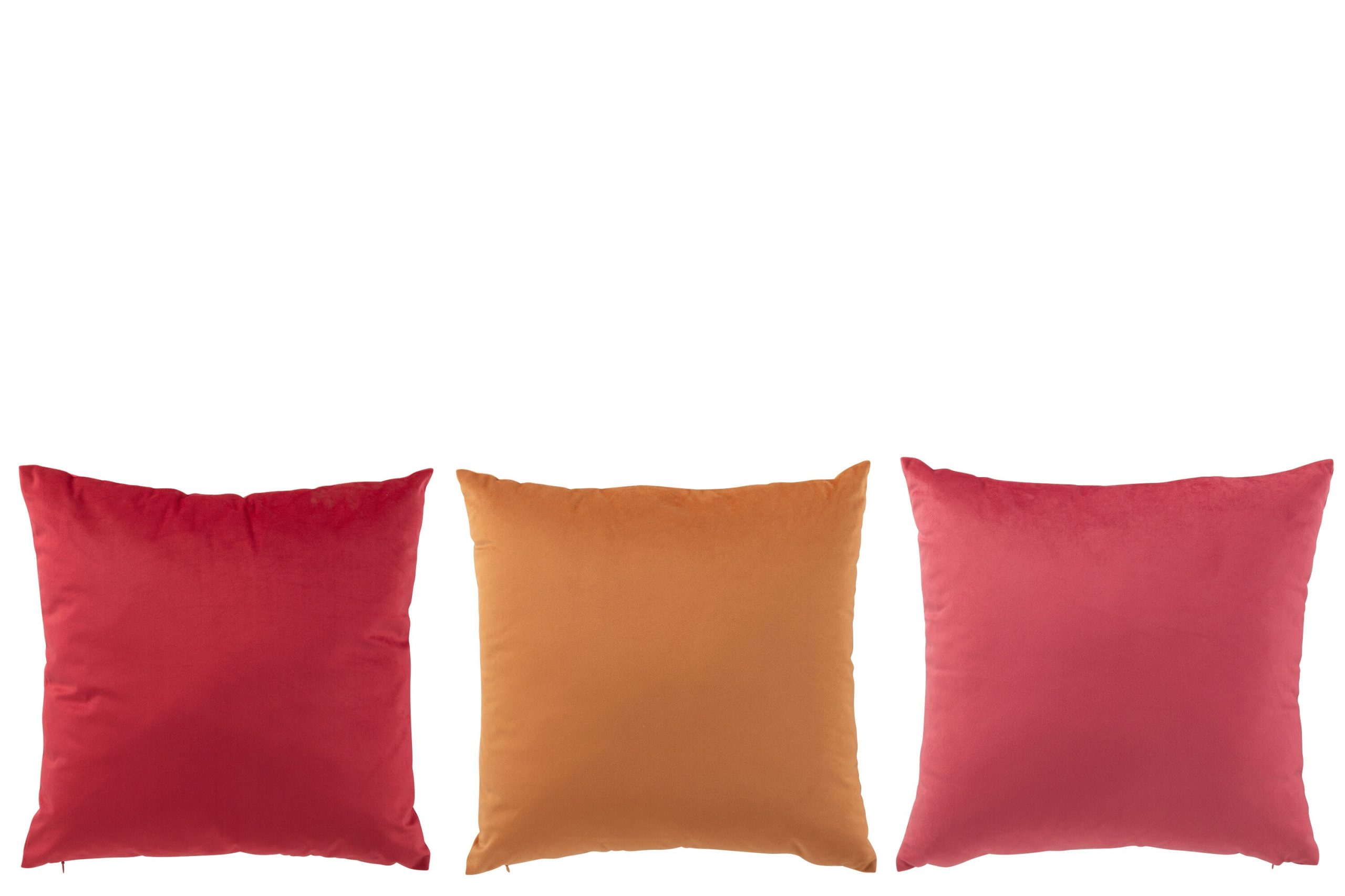 J-Line kussen - fluweel - oker/roze - 3 stuks