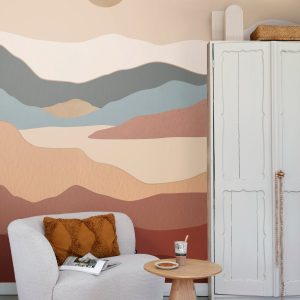 ESTAhome fotobehang woestijn landschap terracotta en blauw – 250 x 279 ESTAhome fotobehang woestijn landschap terracotta en blauw – 250 x 279
