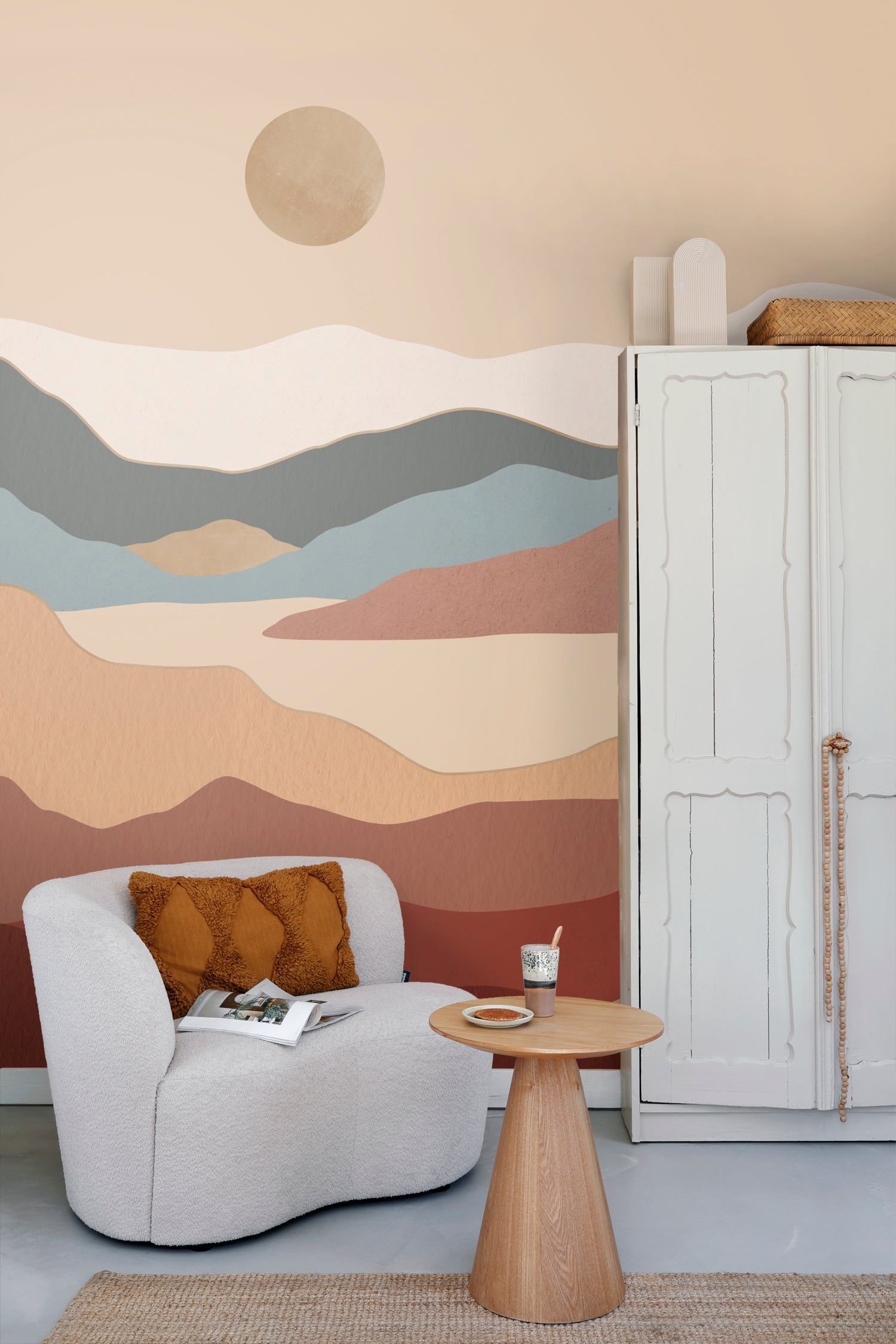 ESTAhome fotobehang woestijn landschap terracotta en blauw - 250 x 279