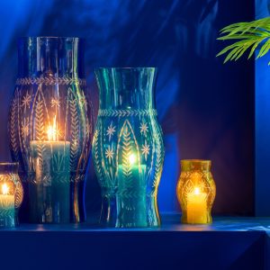J-Line windlicht Tarifa – glas – blauw – small J-Line windlicht Tarifa – glas – blauw – small