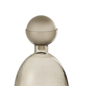 J-Line vaas Fles + Dop Yara – glas – grijs – small – Ø 20 cm