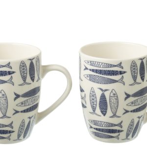 J-Line mok Vis – keramiek – donkerblauw – doos van 2