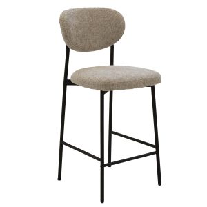 Giga Meubel Barkruk Vajen – Stof/Metaal – Beige – Set van 2 Giga Meubel Barkruk Vajen – Stof/Metaal – Beige – Set van 2