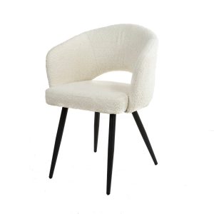 Giga Meubel Eetkamerstoel Salon Tissee – Wit Bouclé – Set van 2 Giga Meubel Eetkamerstoel Salon Tissee – Wit Bouclé – Set van 2