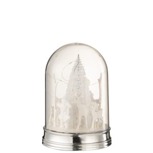 J-Line Decoratieve stolp Kerst – kunststof – wit – small – LED lichtje