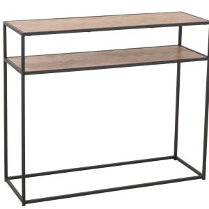 J-Line console Zigzag – hout/metaal – naturel/zwart