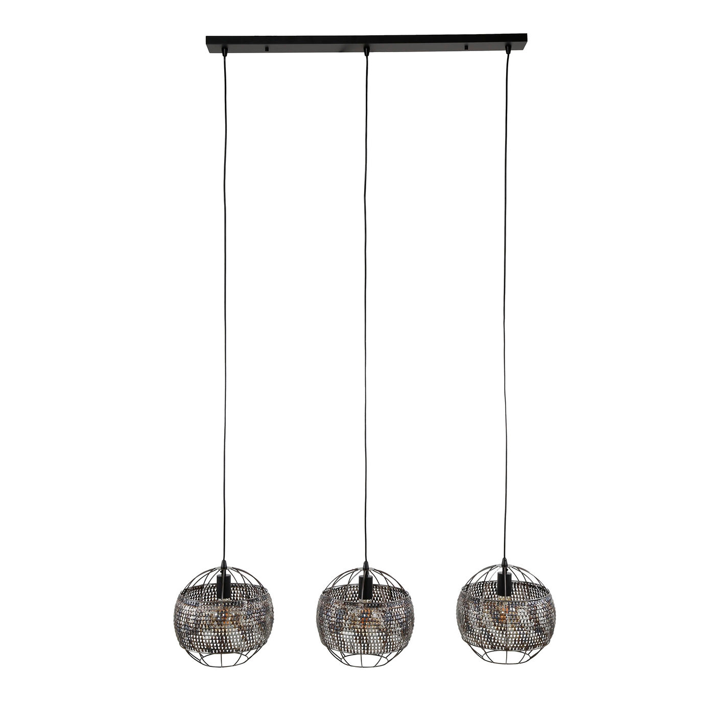 Giga Meubel Hanglamp Armor Open - Zwart/Bruin - 3-Lichts - 115x30x150c