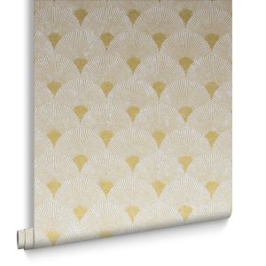 Graham & Brown Vliesbehang – Fan Gold Pearl – 10mx53cm Graham & Brown Vliesbehang – Fan Gold Pearl – 10mx53cm