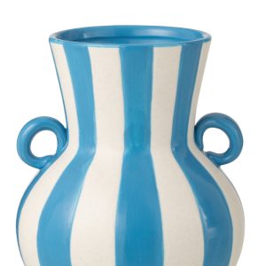 J-Line vaas Gestreept – keramiek – blauw/wit J-Line vaas Gestreept – keramiek – blauw/wit