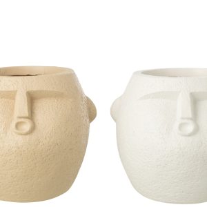 J-Line bloempot – polyresin – wit/beige – large – 2 stuks J-Line bloempot – polyresin – wit/beige – large – 2 stuks