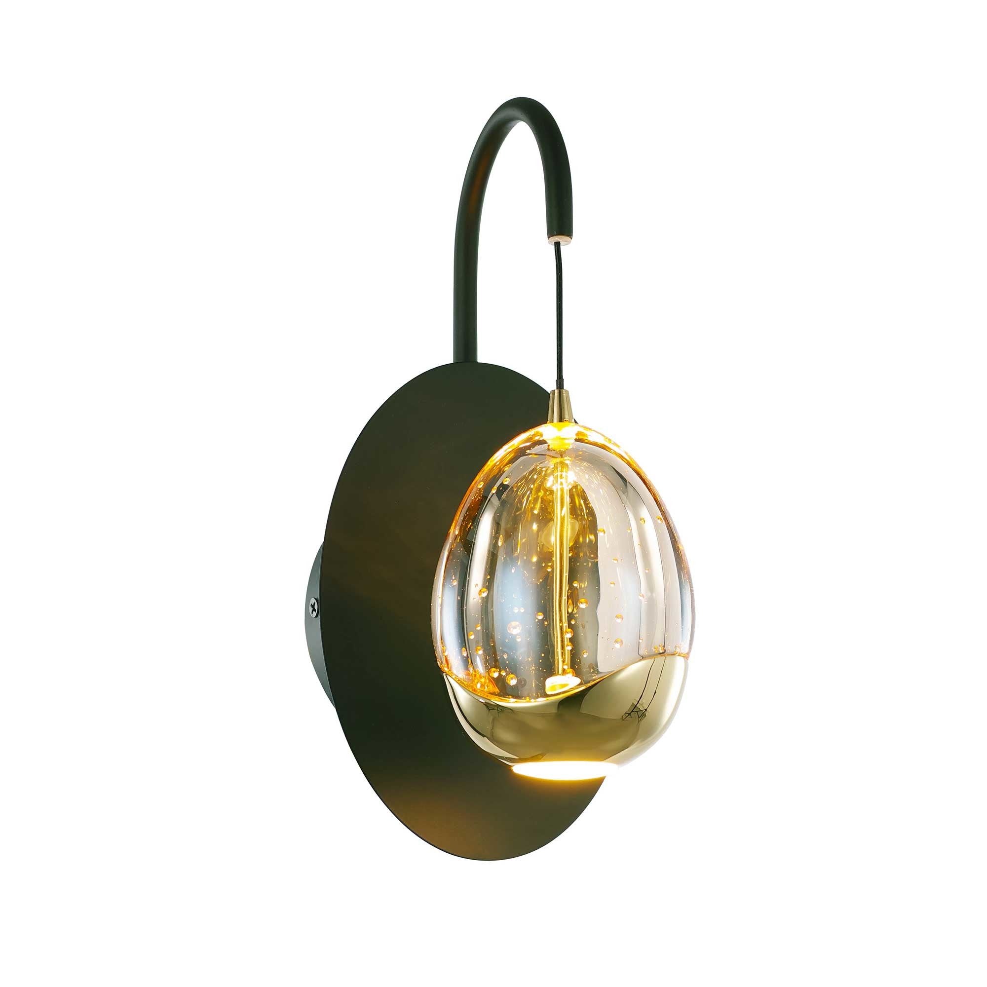 Highlight wandlamp Golden - 1 lichts - 16 x 27 cm - amber zwart