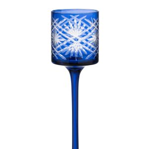 J-Line theelichthouder op voet Santorini – glas – blauw – small