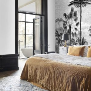 ESTAhome fotobehang tropisch landschap met palmbomen zwart wit – 350 x ESTAhome fotobehang tropisch landschap met palmbomen zwart wit – 350 x