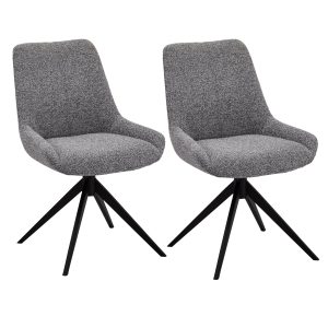 Furnhouse eetkamerstoel Helena – Grijs – Stof (Bouclé) – Set van 2