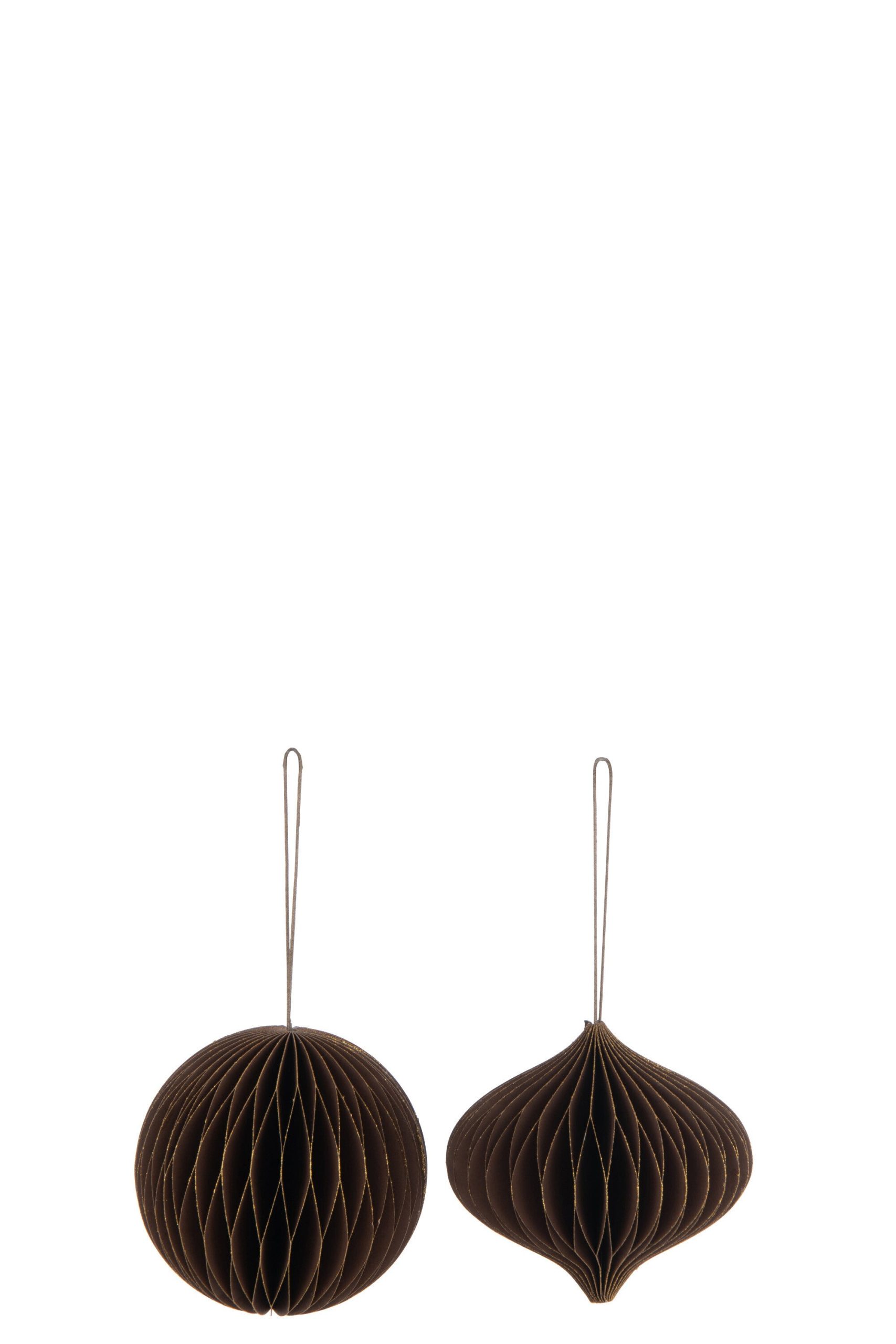 J-Line kersthanger Bal - papier - marron - small - 2 stuks