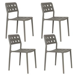 Housecraft Living Serra Tuinstoel/ Eetkamerstoel Kunststof Grijs – Set