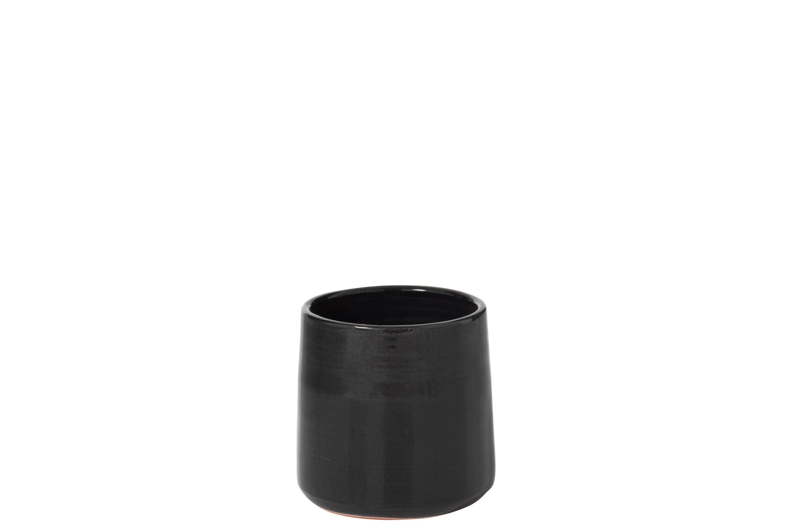 J-Line bloempot Rond - keramiek - zwart - small - 2 stuks - Ø 18 cm