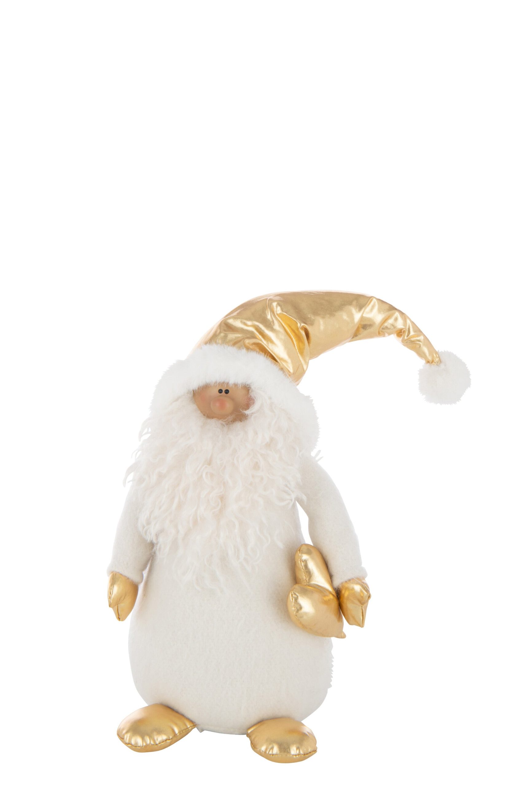 J-Line figuur Kerstman Hart - polyresin - wit/goud - large