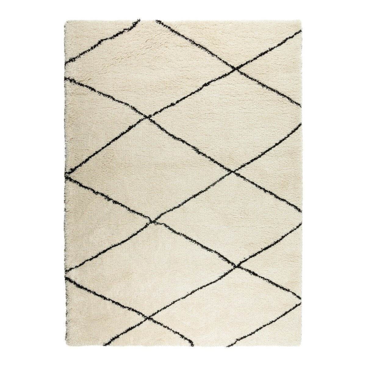 Interieur05 berber vloerkleed hoogpolig wit/zwart - scandinavisch - ne