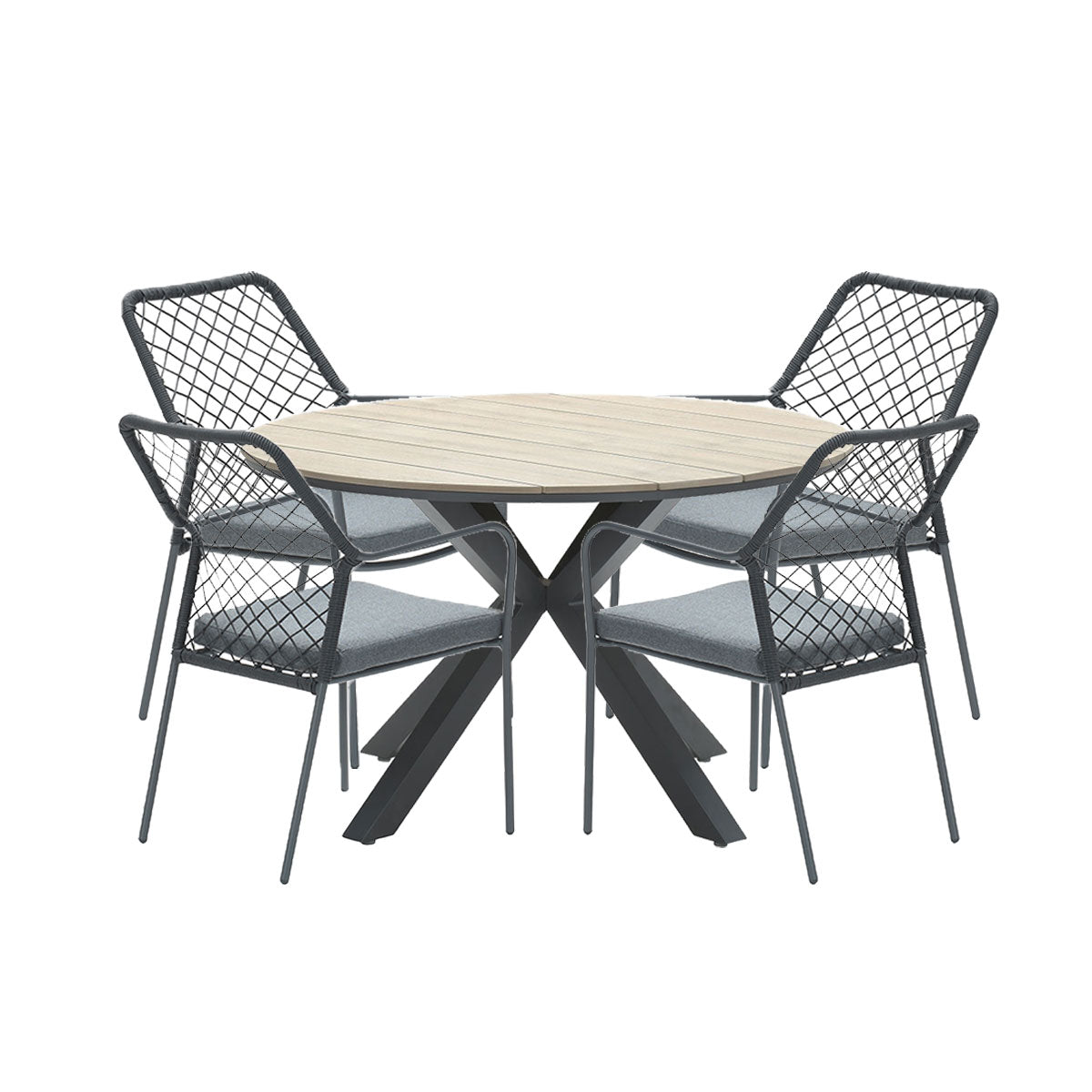 Garden Impressions tuinset Ross - Tulli zwart - light teak look - Ø122