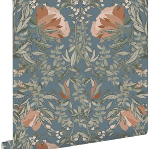 ESTAhome behang vintage bloemen in art nouveau stijl vergrijsd blauw – ESTAhome behang vintage bloemen in art nouveau stijl vergrijsd blauw –