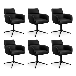 Furnhouse eetkamerstoelen armleuning Marco – Zwart – Leer – Set van 6 Furnhouse eetkamerstoelen armleuning Marco – Zwart – Leer – Set van 6