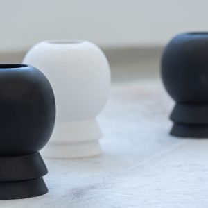 J-Line vaas Olivia – keramiek – zwart – 2 stuks – Ø 16.5 cm