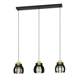 EGLO hanglamp Stillington 1 – e27 – 88 cm – zwart/bruin – hout/staal