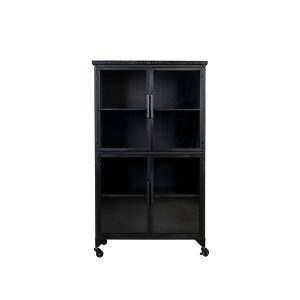 Housecraft Living Ferre Kast op wieltjes Hoog Hout/ Metaal Zwart
