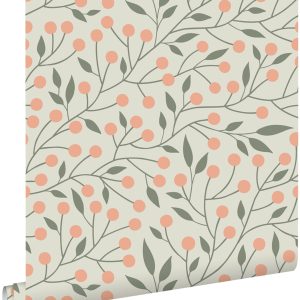 ESTAhome behang bloemmotief vergrijsd groen en perzik roze – 53 cm x 1 ESTAhome behang bloemmotief vergrijsd groen en perzik roze – 53 cm x 1
