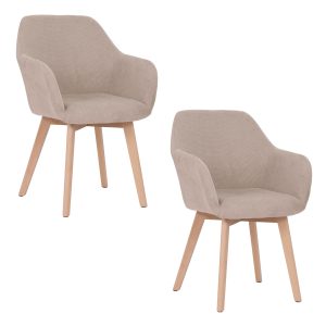Housecraft Living Yala Eetkamerstoelen Beige – Set van 2