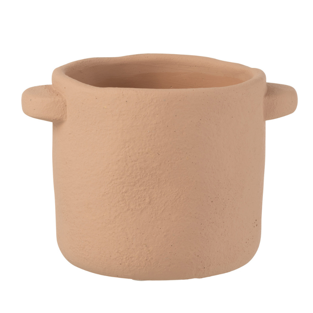 J-Line bloempot Gustave - cement - lichtbruin - small - 2 stuks - Ø 14