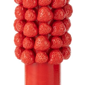 J-Line vaas Strawberries – keramiek – rood – large – 34.5 cm hoog