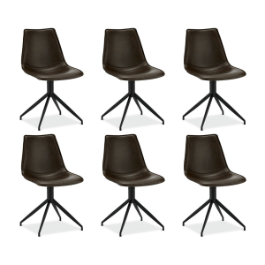 Furnhouse eetkamerstoel Isabel – Donkerbruin – Kunstleer – Set van 6