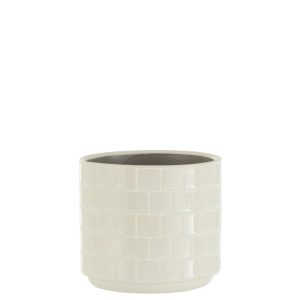 J-Line bloempot Blinkend – keramiek – wit – small – 2 stuks – Ø 12 cm