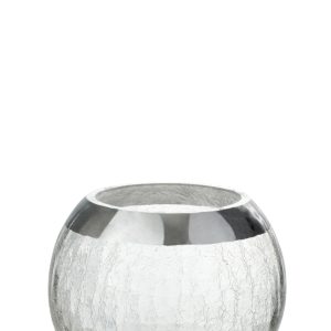 J-Line kaarshouder Bol Craquelé – glas – transparant/zilver – medium J-Line kaarshouder Bol Craquelé – glas – transparant/zilver – medium