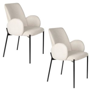 Housecraft Living Tjarda Eetkamerstoelen Armleuning Taupe – Set van 2