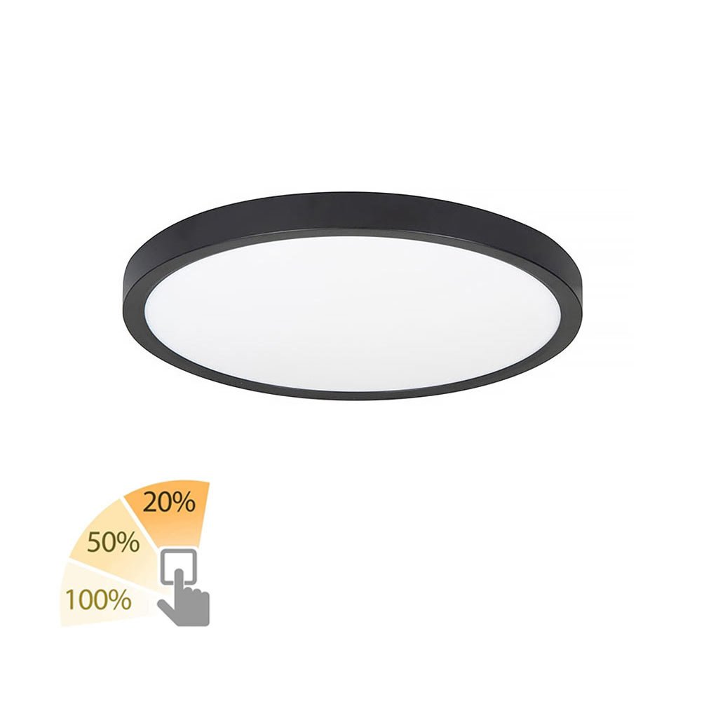 Highlight plafondlamp Piatto - 1 lichts - 23.5 x 2.5 cm - zwart